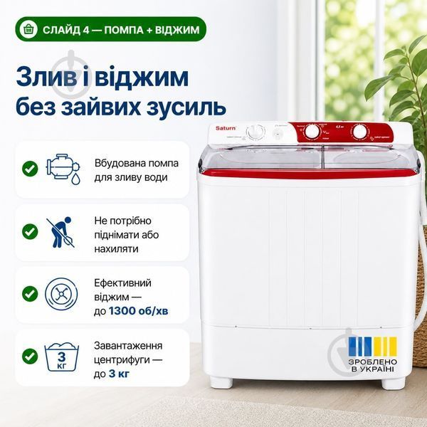 Пральна машина Saturn ST-WK7605 RED 73088 фото